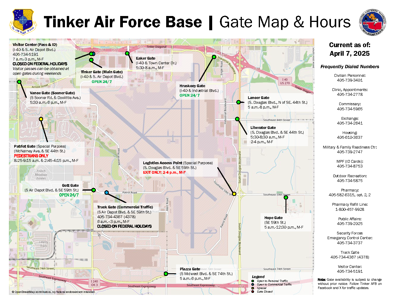 Link to Tinker Gate Hours Map